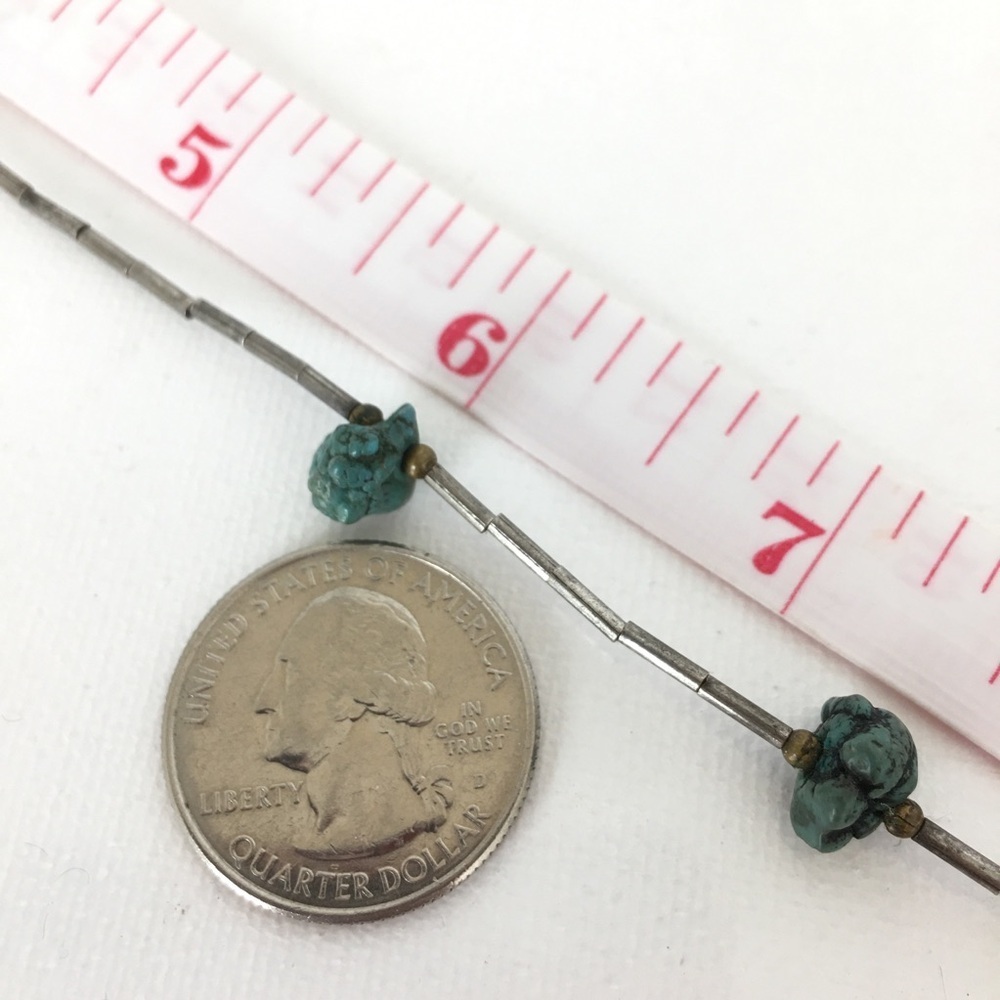 Vintage Bubble Gum Turquoise Sterling Silver Necklace Beaded Old Estate Jewelry - Picture 9 of 9